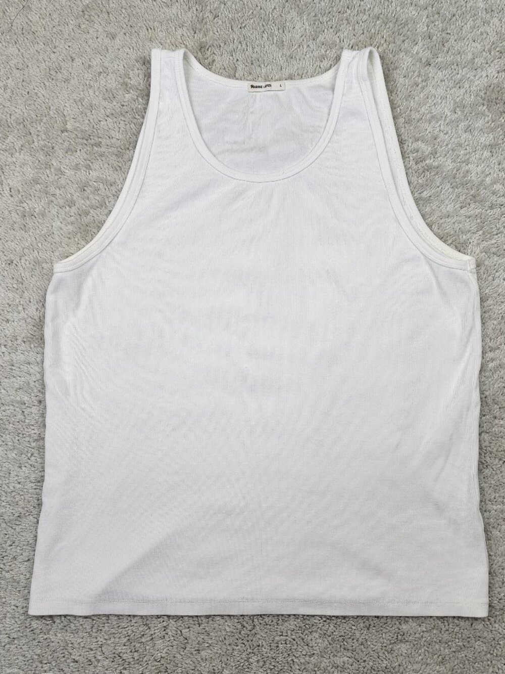 Marine Layer Rib stretch Sun Crop Tank Top Womens size Large White Cream L REI